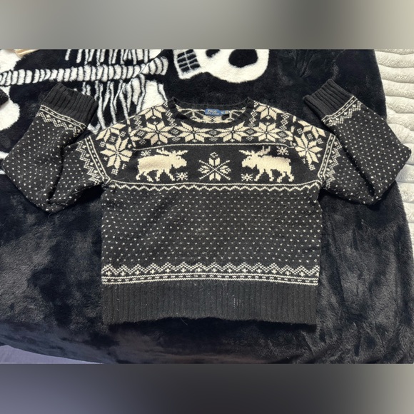 Polo Ralph Lauren Black and Cream Patterned Sweater